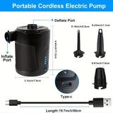 Rechargeable Wireless Mini Electric Air Pump - Lightweight USB Pump for Outdoor Use, Inflates Air Beds and More