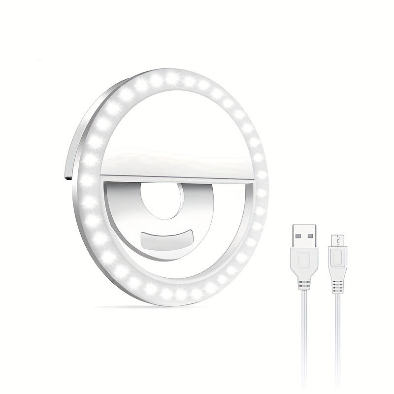 LED Selfie Ring Light with Rechargeable Battery – Perfect Circle Light for Makeup and Photography, Compatible with Phones and Computers