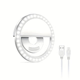 LED Selfie Ring Light with Rechargeable Battery – Perfect Circle Light for Makeup and Photography, Compatible with Phones and Computers