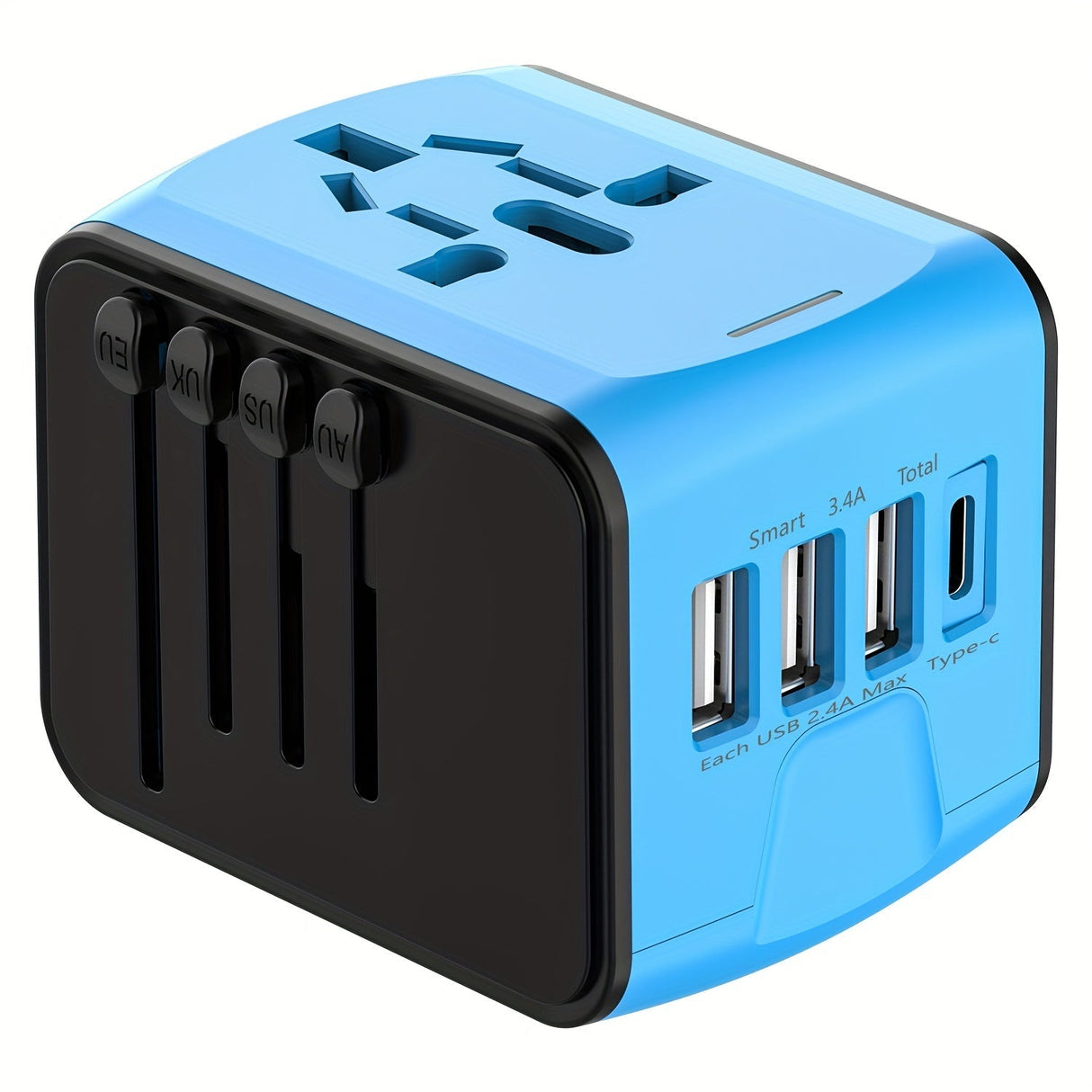 Universal Travel Adapter with 4 USB Ports and Type-C – Global Compatibility, Fast Charging Safety Features