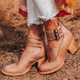 Vintage Chunky Heel Women's Pumps with Elegant Ankle Strap for Comfort