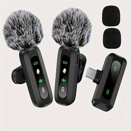 Wireless Lavalier Microphone with USB-C Connectivity for Smartphones and Tablets – Compact Design, Ideal for Podcasts and Vlogs