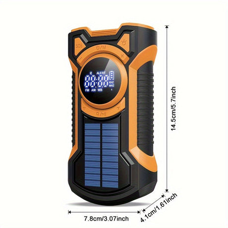 All-in-One Emergency Radio with Hand Crank, Solar Panel, Flashlight & USB Charger – Ideal for Camping and Outdoor Use