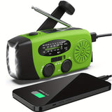 Compact Emergency Radio with 2000mAh Power Bank, Solar, Hand Crank, and Built-in Flashlight for Outdoor Use