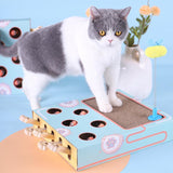 3-in-1 Interactive Cat Playground with Scratching Post, Eco-Friendly Cardboard Design, Space-Saving Toy for Active Play