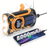 All-in-One Emergency Radio with Hand Crank, Solar Panel, Flashlight & USB Charger – Ideal for Camping and Outdoor Use