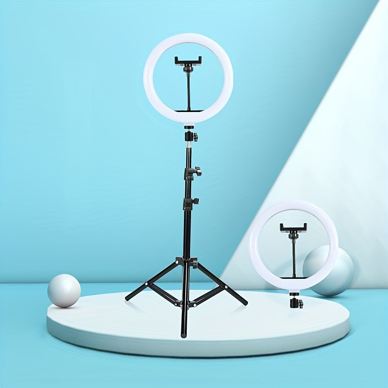 LED Ring Light with Adjustable Tripod and Phone Holder for Selfies and Video Recording