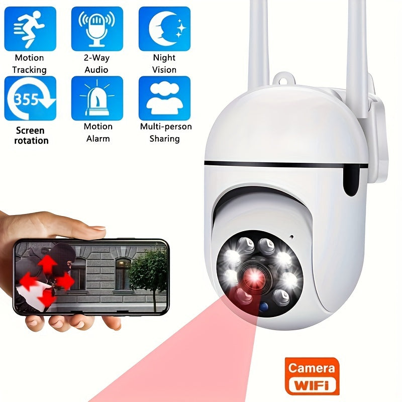 Smart Wireless Security Camera with 1080p HD Resolution, Color Night Vision, Two-Way Audio, Indoor/Outdoor Use