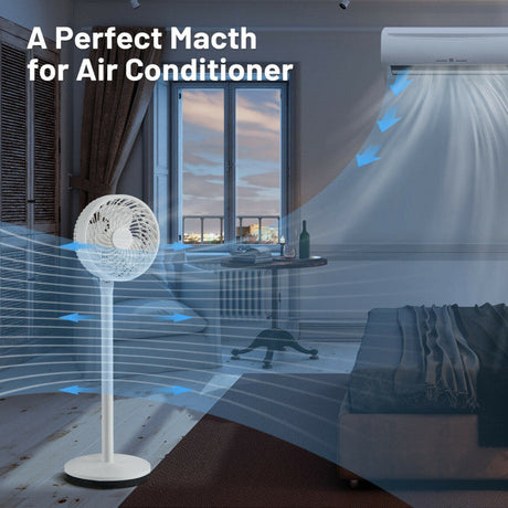 9-Inch Standing Fan with Oscillation – Portable Pedestal Unit with Adjustable Speeds & Height | Quiet Flow | For Bedroom & Workspace