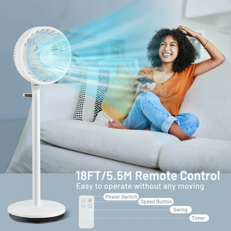 9-Inch Standing Fan with Oscillation – Portable Pedestal Unit with Adjustable Speeds & Height | Quiet Flow | For Bedroom & Workspace