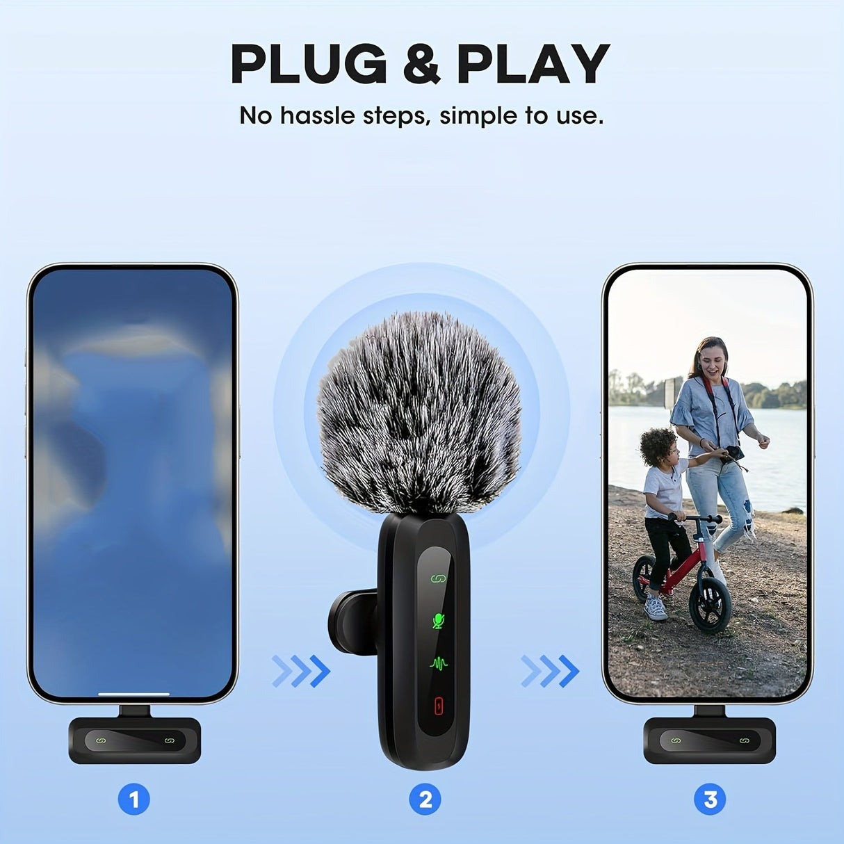 Wireless Lavalier Microphone with USB-C Connectivity for Smartphones and Tablets – Compact Design, Ideal for Podcasts and Vlogs