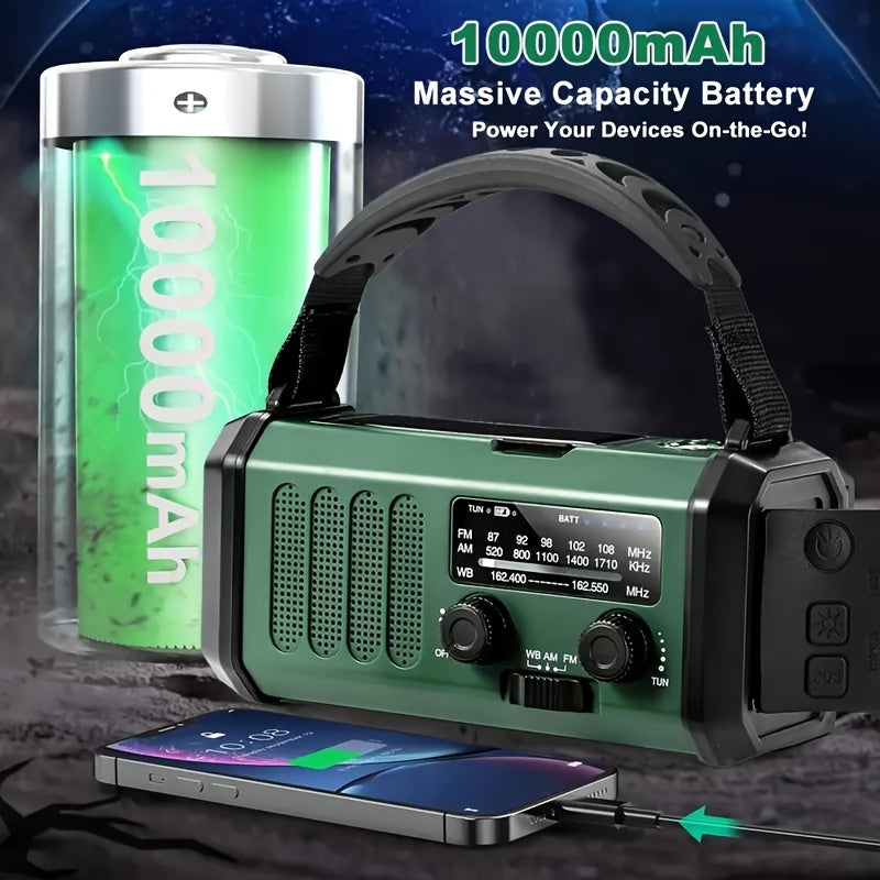 All-in-One Emergency Radio with Flashlight, Solar Panel, USB Charger, and NOAA Weather Access – Compact Survival Device