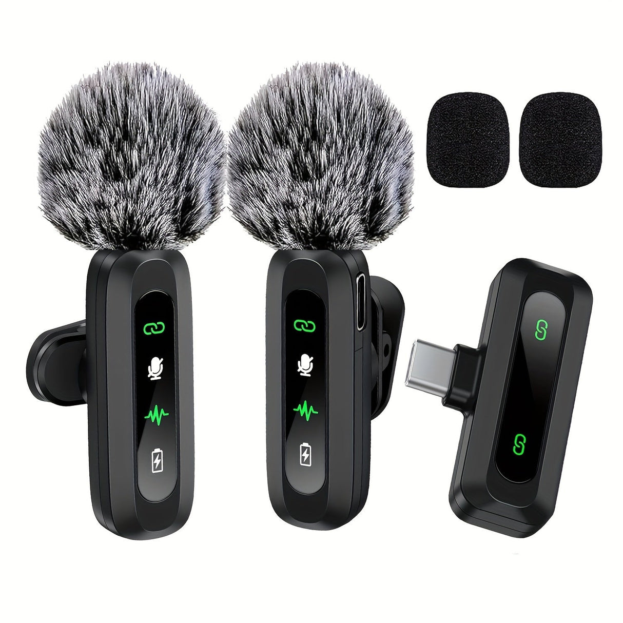Wireless Lavalier Microphone with USB-C Connectivity for Smartphones and Tablets – Compact Design, Ideal for Podcasts and Vlogs