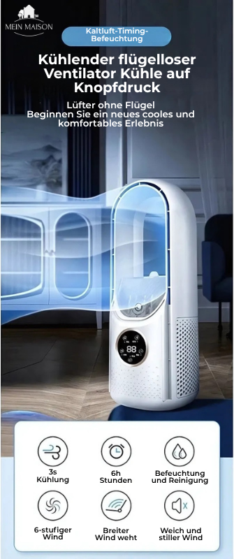 Airevo air cooler | Bladeless USB fan | 6 levels | Quietly & with timer | Humidification