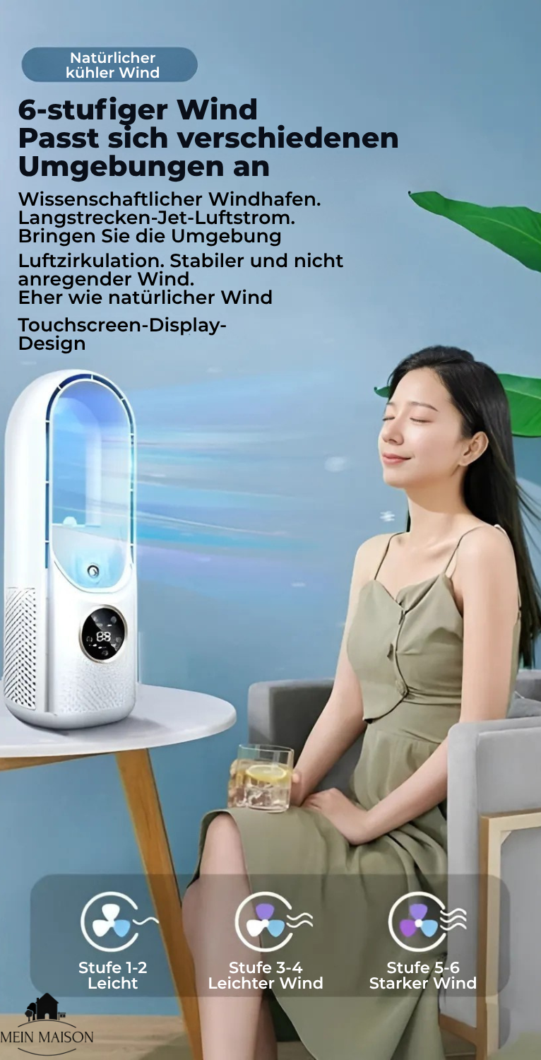Airevo air cooler | Bladeless USB fan | 6 levels | Quietly & with timer | Humidification