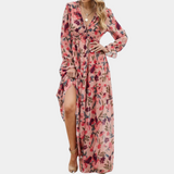 Women's Floral Maxi Dress with V-Neck for Summer Style