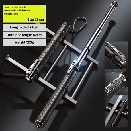 Self-Defense Hiking Stick with Automatic Mechanism