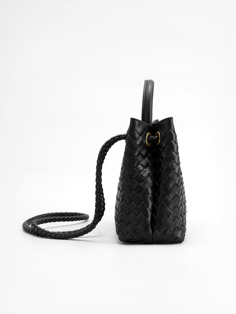Women's Handbag Black One Size Polyurethane with Metal Twist Detail