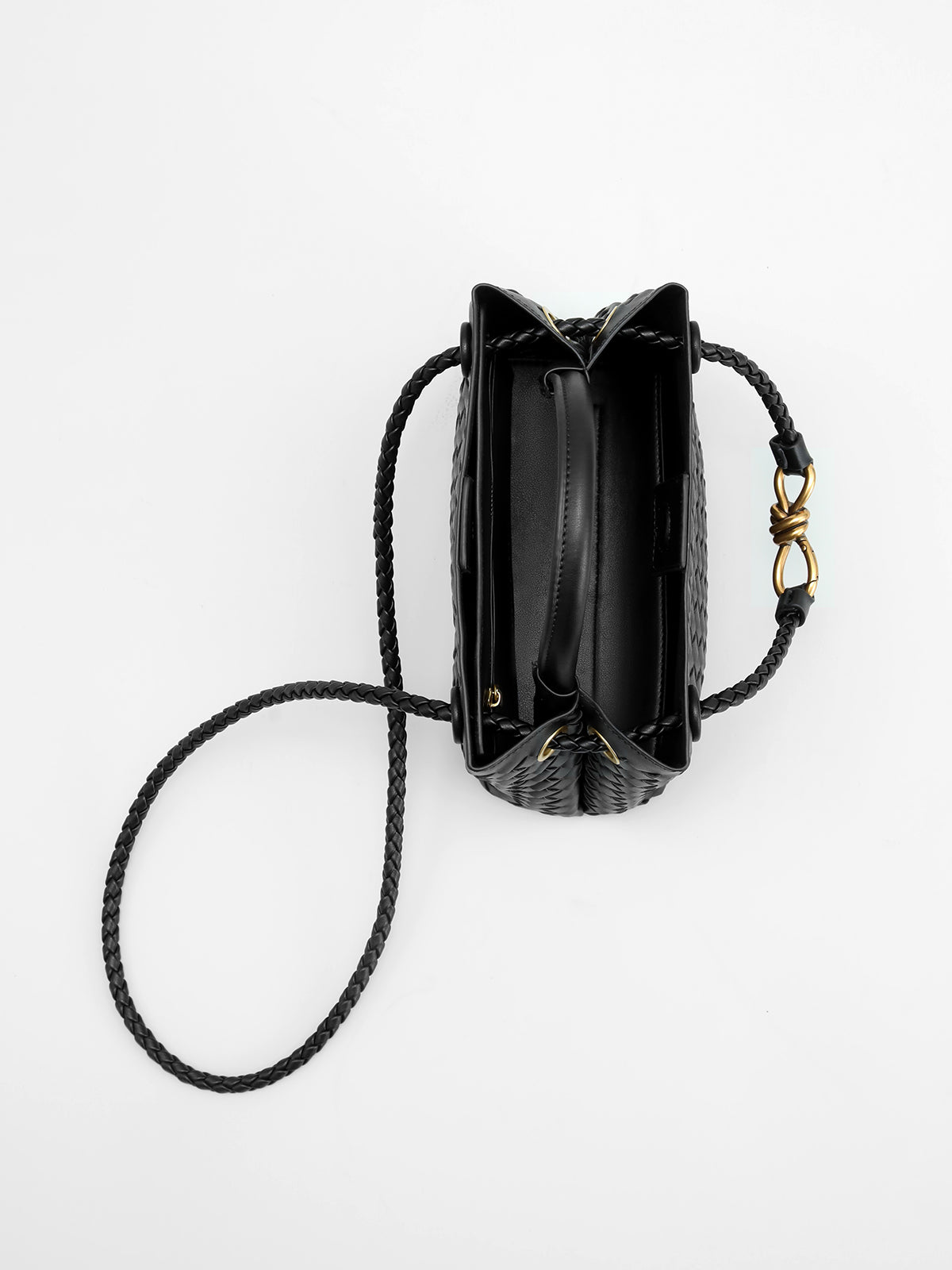 Women's Handbag Black One Size Polyurethane with Metal Twist Detail