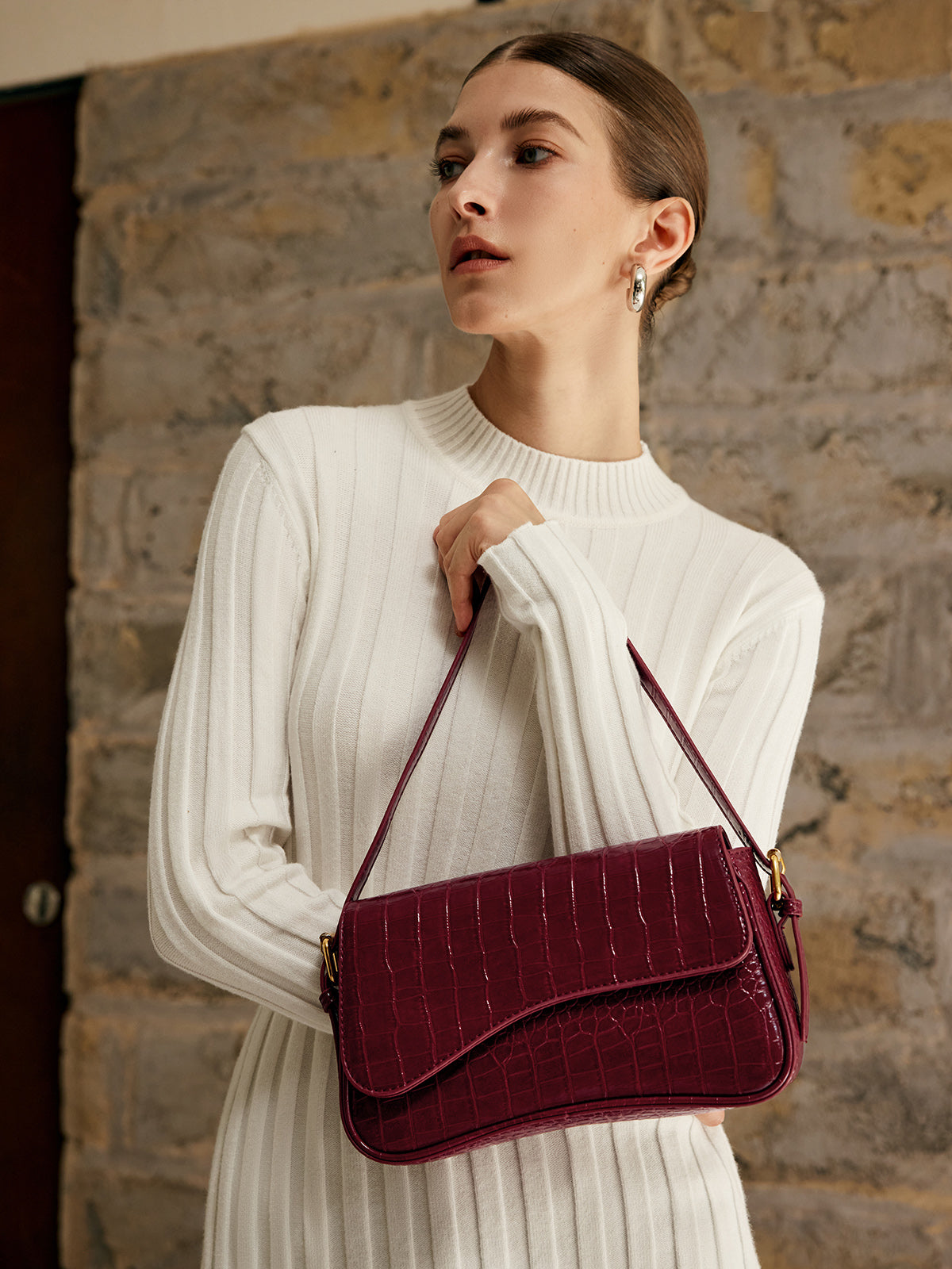 Women's Shoulder Bag Checked Pattern One Size Polyurethane