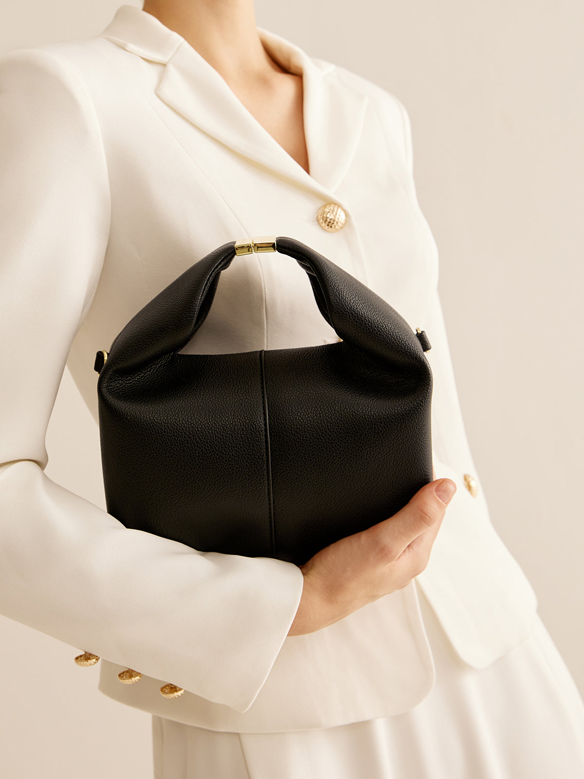 Women's Handbag Black One Size Polyurethane with Metal Detail