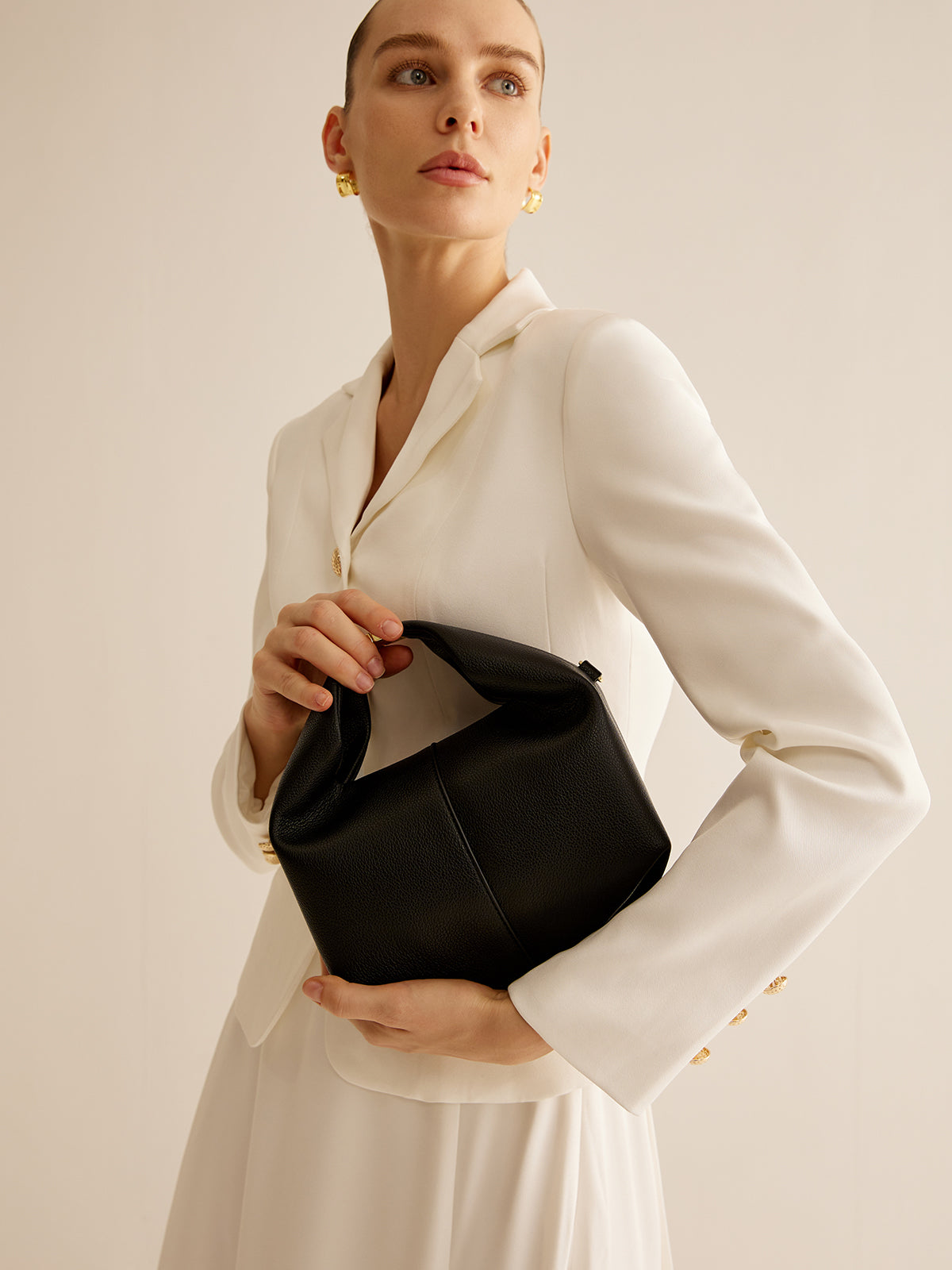 Women's Handbag Black One Size Polyurethane with Metal Detail
