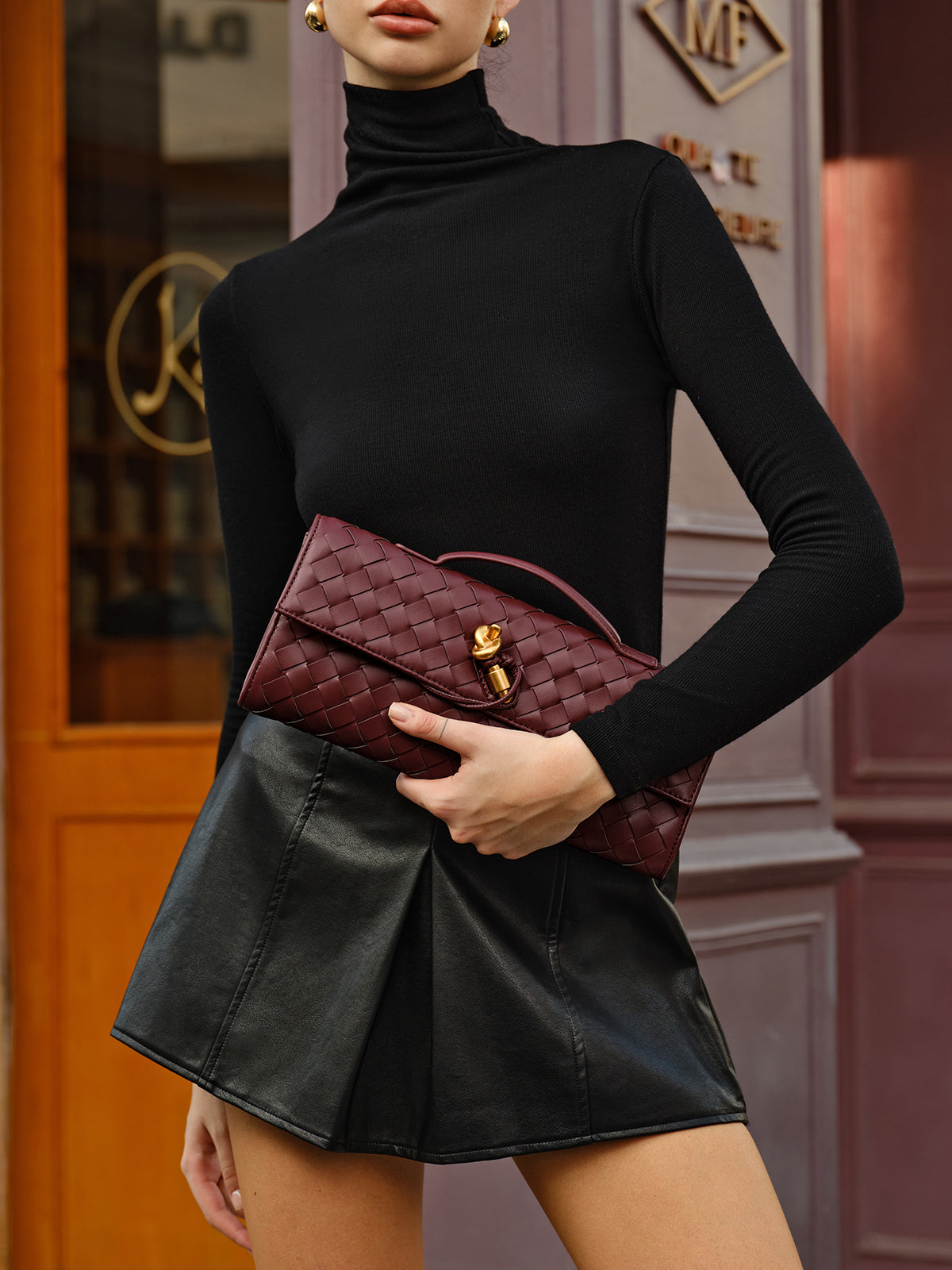 Women's Shoulder Bag Black One Size Polyurethane