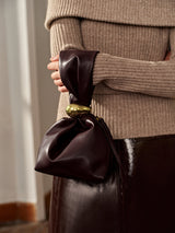 Women’s Handbag Terracotta Red One Size Faux Leather with Gold Accent
