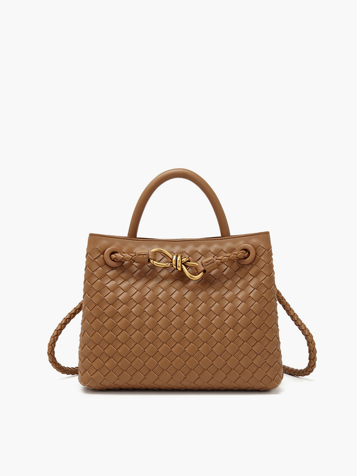 Women's Handbag Black One Size Polyurethane with Metal Twist Detail