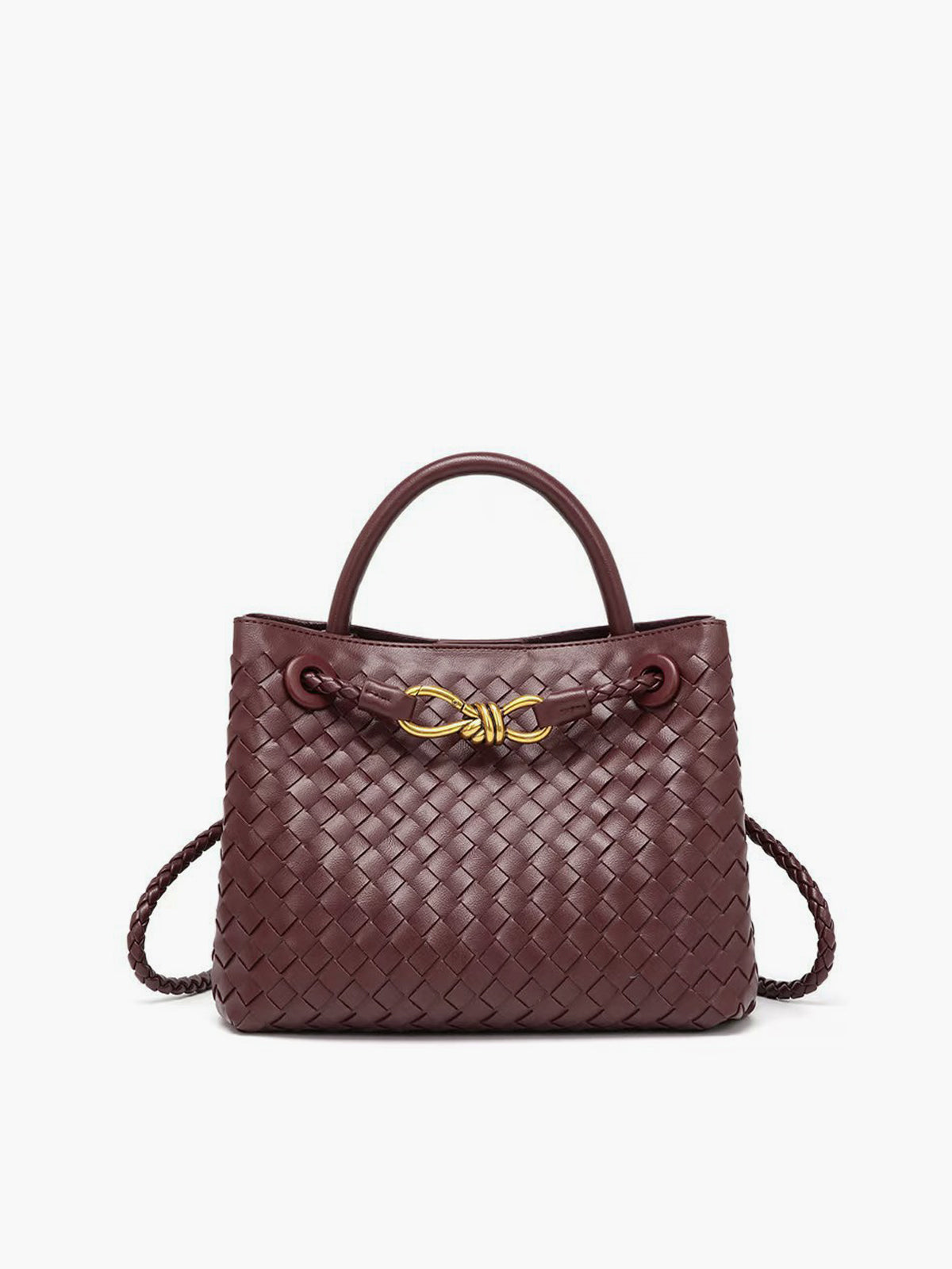 Women's Handbag Black One Size Polyurethane with Metal Twist Detail