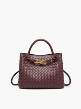Women's Handbag Black One Size Polyurethane with Metal Twist Detail