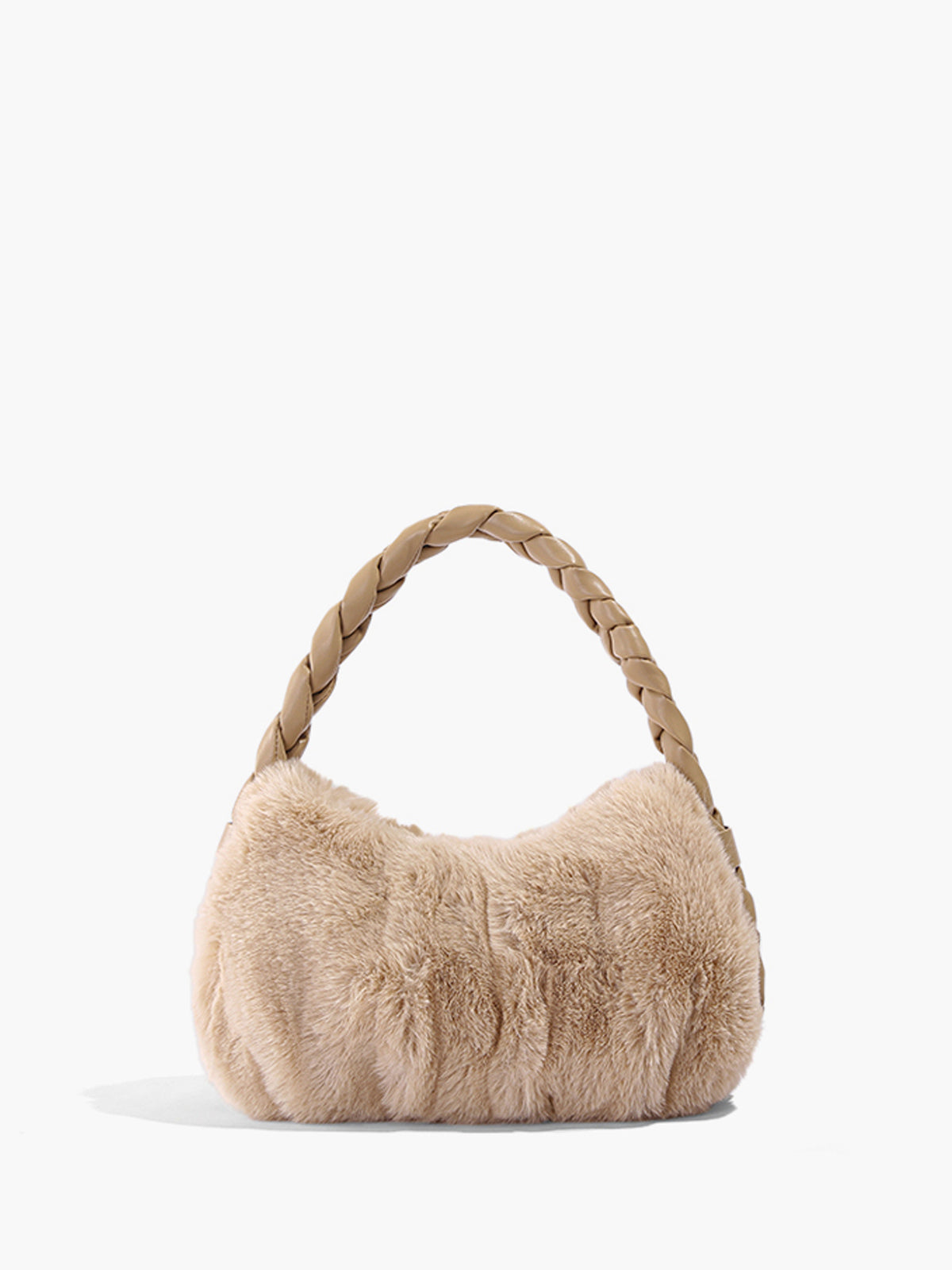 Women's Fuzzy Tote Bag Beige One Size Polyester