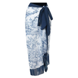 Stylish Women's Swimsuit Set with Tropical Print & Matching Wrap