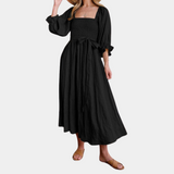 Women's Black Maxi Summer Dress in Breathable Fabric for Comfort