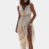 Women's Bohemian Maxi Dress for Summer - Sleeved & Sleeveless Options