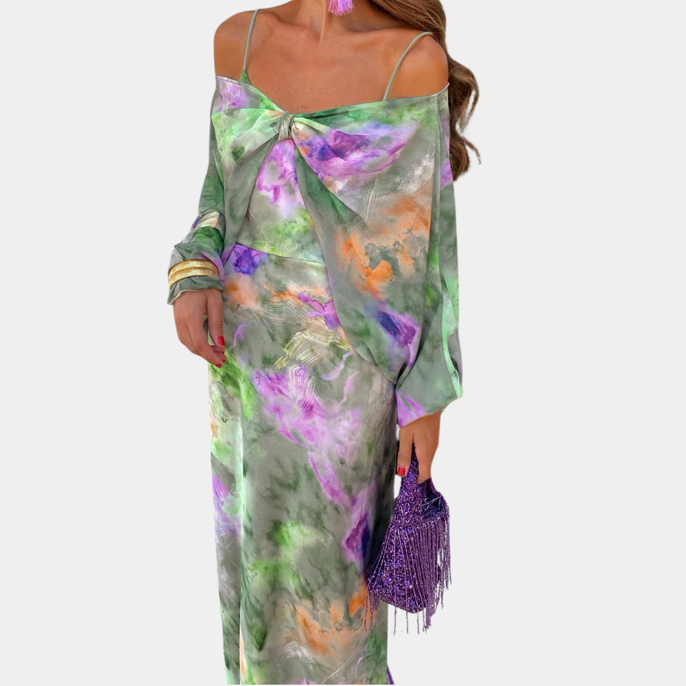 Women's Maxi Dress Yellow Polyester