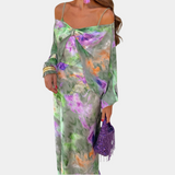 Women's Maxi Dress Yellow Polyester