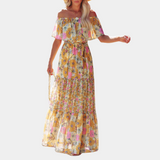 Women's Maxi Dress Yellow Polyester
