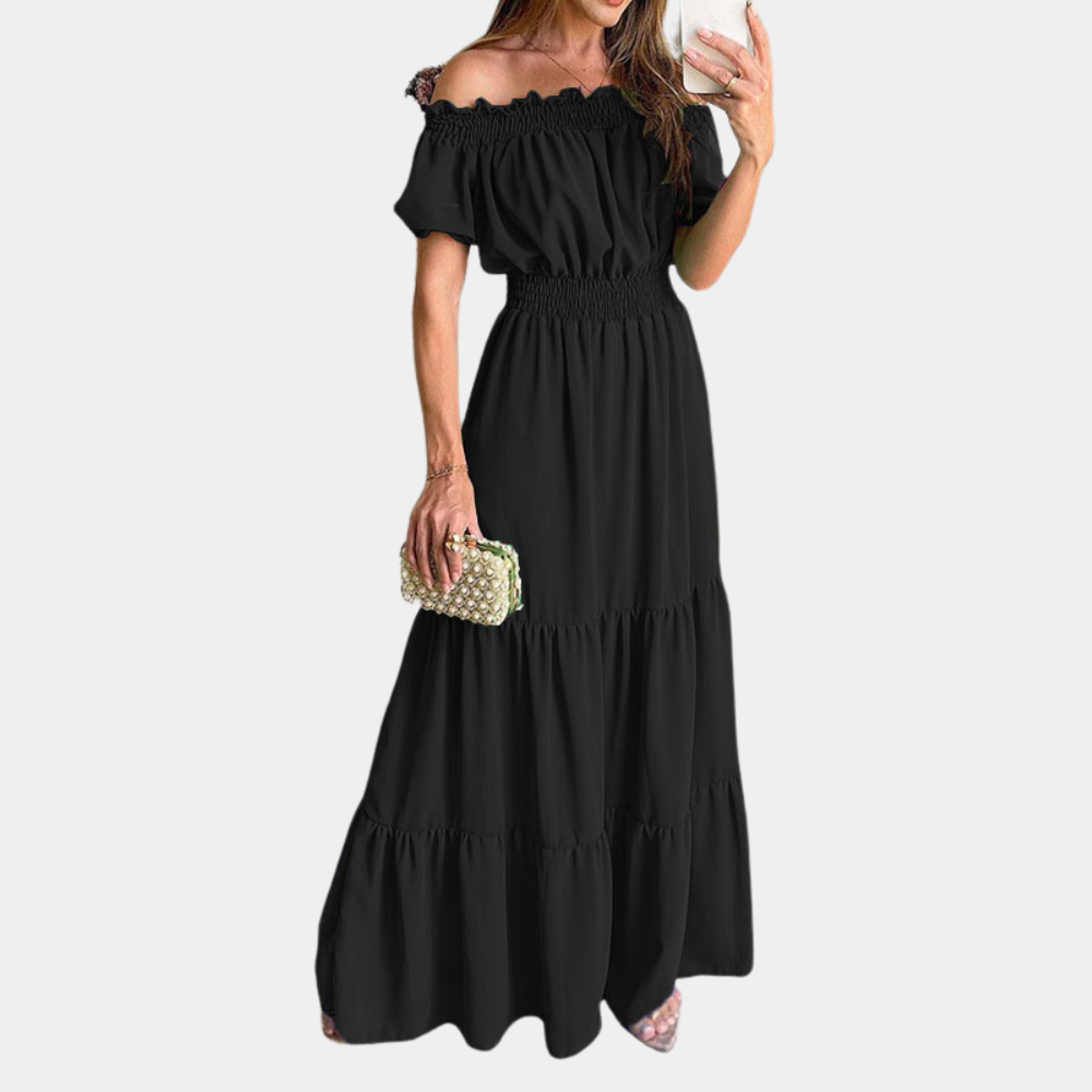 Women's Maxi Green Off Shoulder Summer Dress