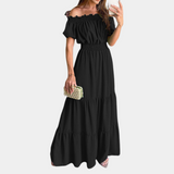Women's Maxi Green Off Shoulder Summer Dress