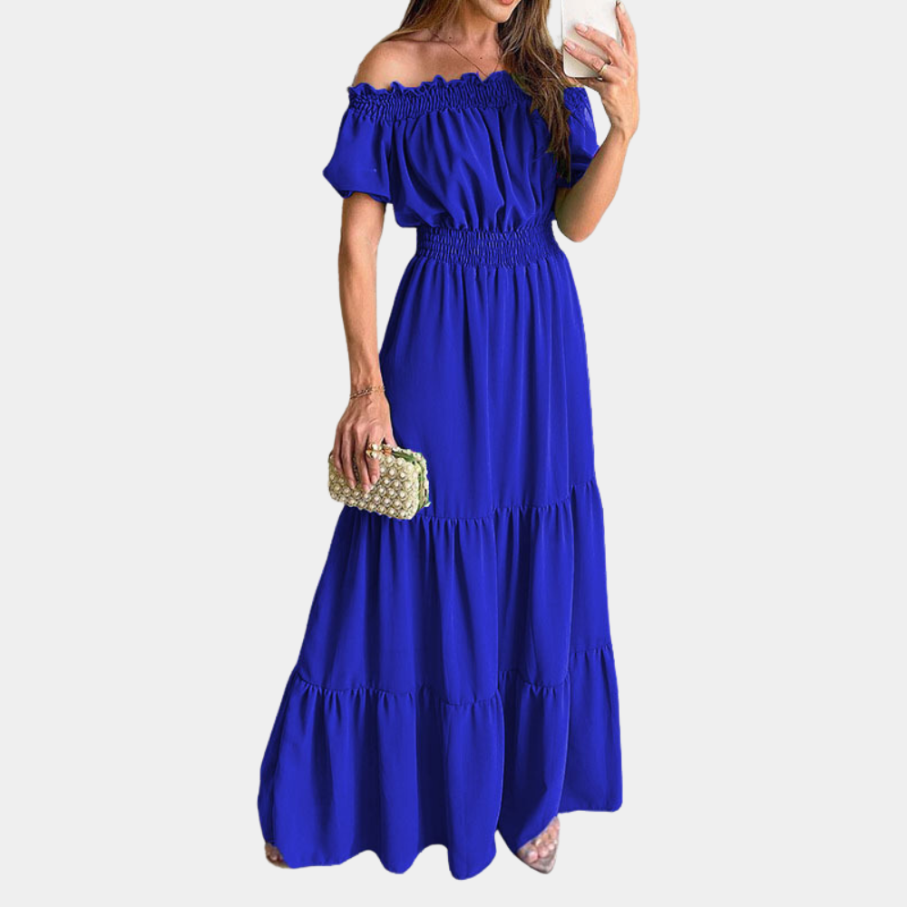 Women's Maxi Green Off Shoulder Summer Dress