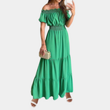 Women's Maxi Green Off Shoulder Summer Dress