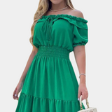 Women's Maxi Green Off Shoulder Summer Dress
