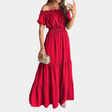 Women's Maxi Green Off Shoulder Summer Dress