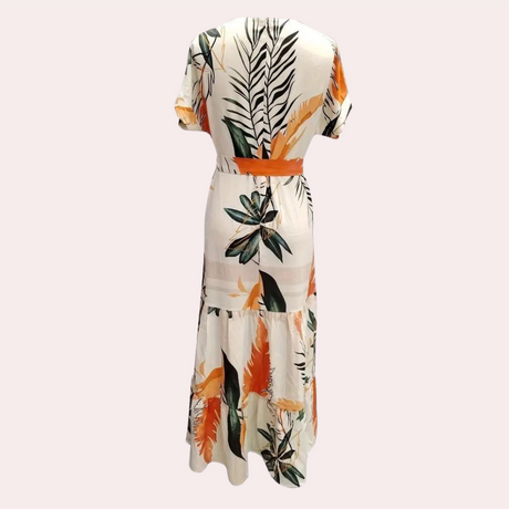 Women's Flower Orange Cotton Summer Dress