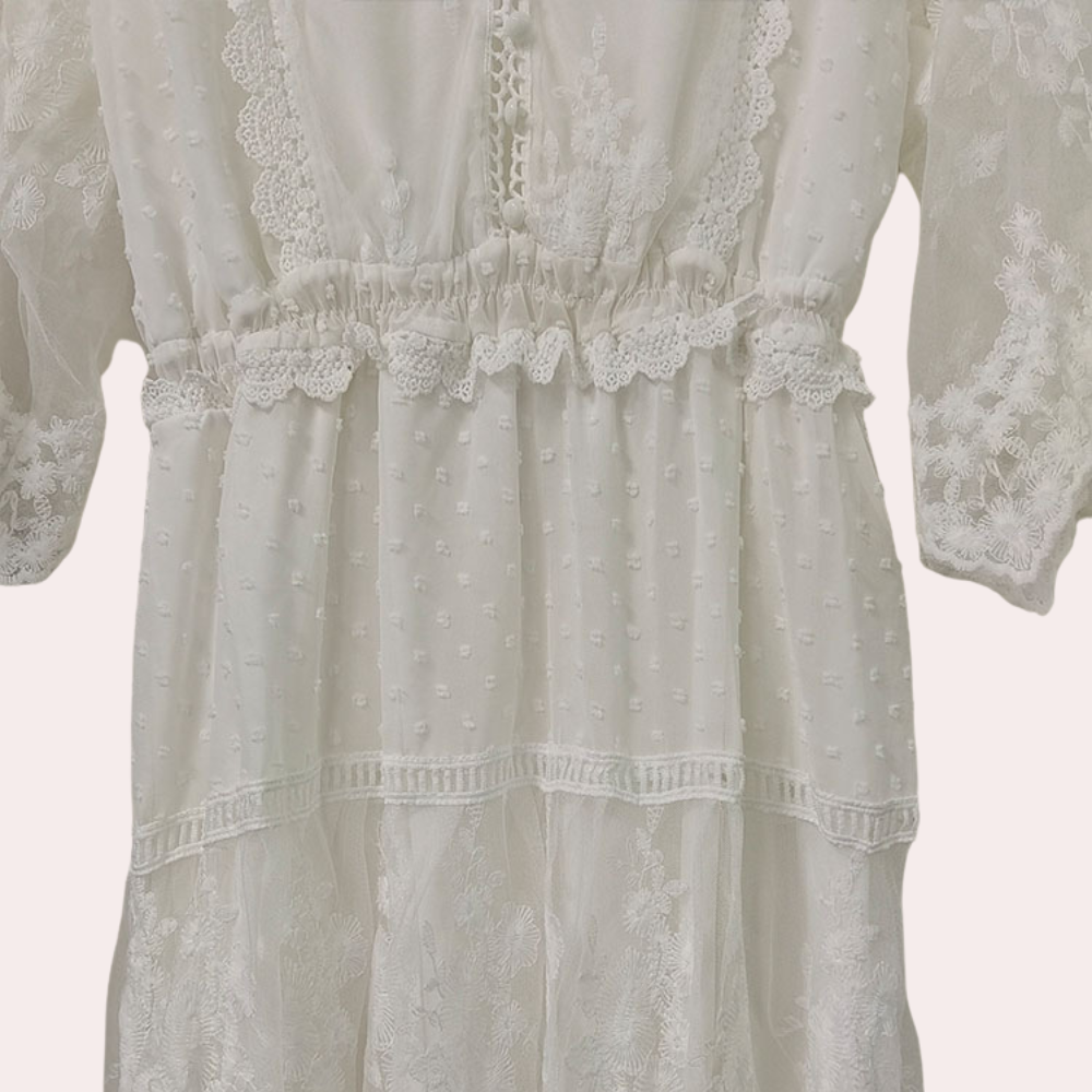 Women's Lace Dress White Size M Breathable Fabric
