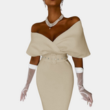 Women's Formal Dress Black Off-Shoulder Elegant Evening Gown