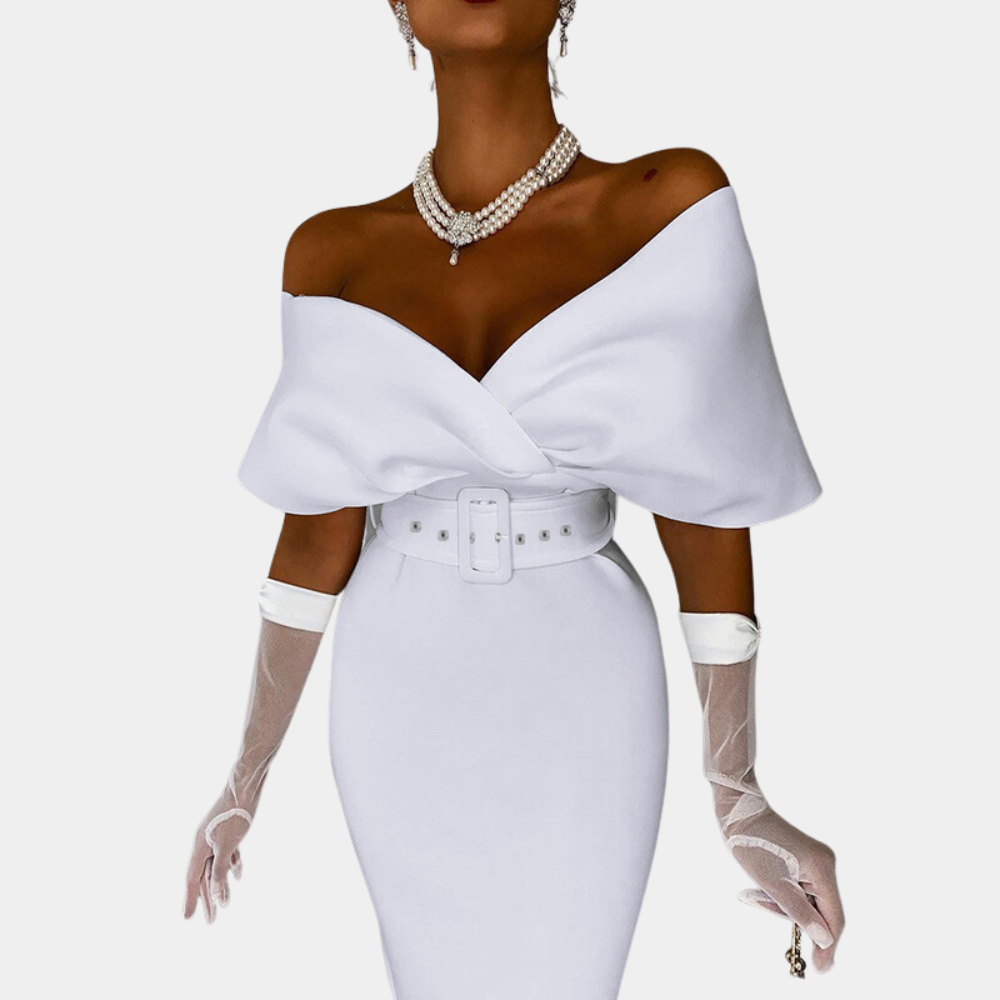 Women's Formal Dress Black Off-Shoulder Elegant Evening Gown