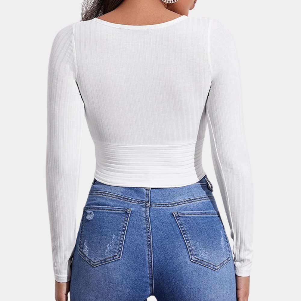 Women's Crop Top Cotton Slim Fit V-Neck
