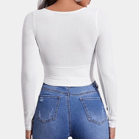 Women's Crop Top Cotton Slim Fit V-Neck
